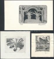 5 db vegyes ex libris Rézkarc, papír,  jelzett  / Etched bookplates