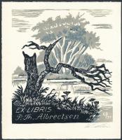 Edmund Peter (?-?): Ex Libris P. Th. Albrectsen. Fametszet-linómetszet, papír, jelzett, 9.5×8.5 cm