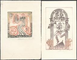 Katauskas, Savinijus (1936- ): 2 db ex libris, egyedi mélynyomás, papír, jelzett, 11,5×7 ill. 7×6,5 cm /