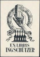 Jelzés nélkül: Ex libris Schützer, pécsi szappan. Klisé, papír, 13×8 cm