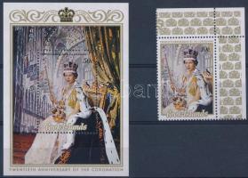 Queen Elizabeth II corner stamp + block, II. Erzsébet királynő ívsarki bélyeg + blokk