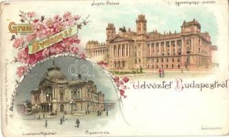 1898 Budapest, Igazságügyi palota, Vígszínház, floral, litho (EK)