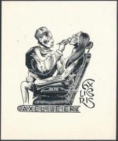 Leonid Stschetnew (?-?): Ex libris Axel Leier, fogászat. Plasztikmetszet, papír, jelzett a metszeten, 6×5,5 cm