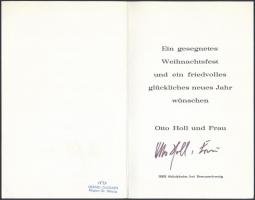 Gerard Gaudaen (1927-2003): Ex Libris Otto Holl, karácsonyi üdvözlet. Fametszet, papír, jelzett, 14×...