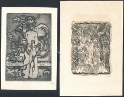 Didelyte, Gražina (1938-2007): 2 db ex libris, rézkarc, papír, jelzett, különböző méretben