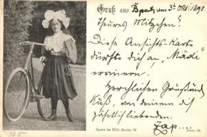 1898 Lady with bicycle, Sport im Bild Berlin W. Dess. 54. (EK)