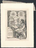 Julio Fernández Sáez (1924-): Ex libris Haagen Bartram Jensen. Rézkarc, papír, jelzett a karcon, 9×6,5 cm