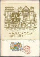 Vertel József (1922-1993): Vác 1075-1975. Rézkarc, papír, jelzett, bélyeggel, 10×11 cm