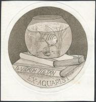 Jelzés nélkül: Ex-aquarist Dr. Virágh Zoltán. Rézkarc, papír, d: 8,5 cm