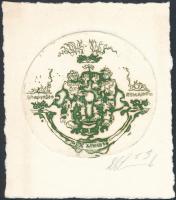 6 vegyes, jelzett ex libris. Rézkarc, papír, jelzett  / Etched bookplates
