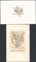 3 db jogász, jog témájú ex libris, Rézkarc, papír, jelzett  / Etched bookplates Law