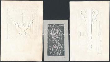 6 litván és dán ex libris, Stasiulis, Kisarauskas és mások, Rézkarc, papír, jelzett  / Etched bookpl...