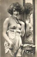 Nude lady, erotic postcard