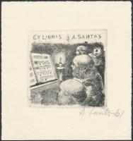 5 db zenei témájú ex libris. Zongora, hegedű. Rézkarc, papír, jelzett  / Etched bookplates regarding...