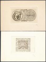 Nagy Árpád Dániel(1922-1985): Ünnepek, 4 db ex libris. Rézkarc, papír, jelzett, 5x3,5 és 6x9 cm közö...