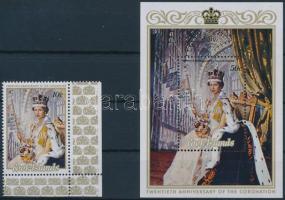 Elizabeth II's coronation anniversary corner stamp + block, II. Erzsébet koronázásának évfordulója ívsarki érték + blokk