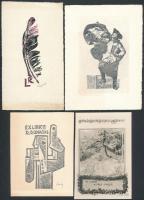 6 db vegyes, főleg északi ex libris. Rézkarc, papír, jelzett / Etched bookplates, mostly Scandinavian and Baltic 13x9 cm