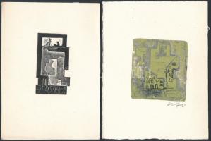 6 db vegyes, főleg északi ex libris.  Rézkarc, papír, jelzett  / Etched bookplates, mostly Scandinav...