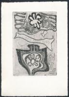 Tolli, Vive (1928- ): Ex libris, rézkarc, papír, jelzett, 9,5×6,5 cm