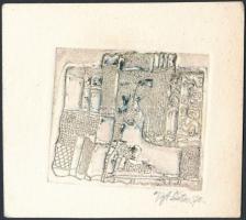 Okas, Evald (1915-2011): Ex libris Leida Soom, rézkarc, papír, jelzett, 10×3 cm