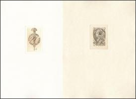 5 db magyar és litván ex libris Rézkarc, papír, jelzett. .  / Etched bookplates