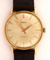 cca 1930 Angelus 18K arany, automata karóra. Szép állapotban, bőr szíjjal. Működő szerkezettel. / An...