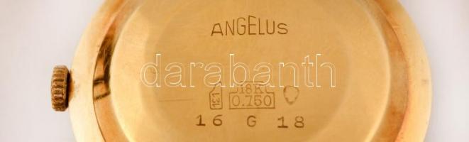 cca 1930 Angelus 18K arany, automata karóra. Szép állapotban, bőr szíjjal. Működő szerkezettel. / An...