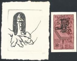 Didelyte, Gražina (1938-2007): 4 db ex libris, rézkarc, papír, jelzett, különböző méretben / Etched,...