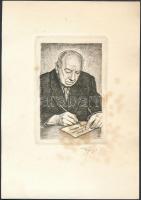 Tempinszky István (1907-1979): A földtan tanítása. Rézkarc, papír, jelzett, 8,5x5,5 cm