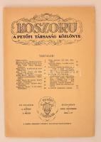 1934 Koszorú. A Petőfi Társaság Közlönye. I. kötet, 1 szám. Kiadói papírkötés.