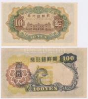 Korea / Japán Protektorátus 1932. 1Y + 10Y vágáshibás + 1935. 5Y + 1938. 100Y vágáshibás T:I-,III
K...