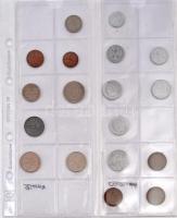 Vegyes: 58db-os fémpénz tétel berakólapokon, közte Svédország 1967U 1K Ag "VI. Gusztáv" T:...