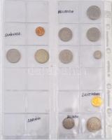 Vegyes: 58db-os fémpénz tétel berakólapokon, közte Svédország 1967U 1K Ag "VI. Gusztáv" T:...