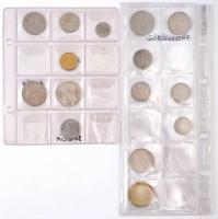 Vegyes: 58db-os fémpénz tétel berakólapokon, közte Svédország 1967U 1K Ag "VI. Gusztáv" T:...