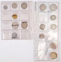 Vegyes: 58db-os fémpénz tétel berakólapokon, közte Svédország 1967U 1K Ag "VI. Gusztáv" T:...