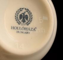 Pálinkamotívumos Hollóházi italos szett: kulacs, m: 25,5 cm + 2 db pohár, d: 4,5 cm, matricás, jelze...