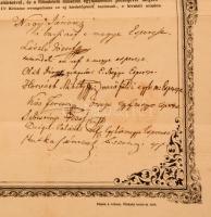 1866 Székesfehérvár, Református lelkésszé való felvételről szóló oklevél, megyei esperesi aláírásokk...