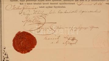 1866 Székesfehérvár, Református lelkésszé való felvételről szóló oklevél, megyei esperesi aláírásokk...