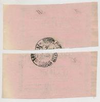 Miskolc 1860. 10kr "Miskolcz városa pénztári utalványa" (2x) sorszámkövetők, rózsaszín pap...