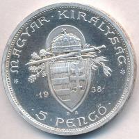 1938. 5P Ag "Szent István" T:1-,2 kis patina
Adamo P8.1