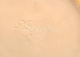 Gorka Iparművészeti Vállalatos mázas kerámia tálka, jelzett, hajszálrepedéssel, 26×22 cm