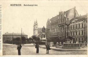 1930 Sopron, Széchenyi tér télen havazás közben, Lobenwein H. fényképész, photo