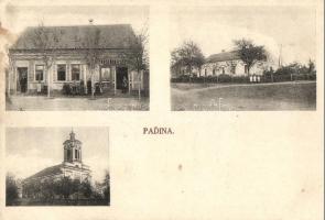 Nagylajosfalva, Padina; Templom, bank, üzlet, Járossy fényképész felvétele / church, bank, shop