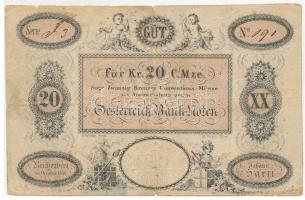 Csehország / Történelmi tartomány / Reichenberg 1848. 20kr szükségpénz T:III- Bohemia / Reichenberg 1848. 20 Kreuzer necessity note C:VG