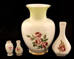Hollóházi váza tétel: összesen: 4 db 5-17 cm, matricás, kopott, jelzett