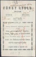 1917 Siklós, Fürst Gyula Bútorraktárának és Üvegkereskedésének számlája 40fillér okmánybélyeggel