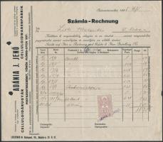 1935, 1938 Pestszenterzsébet, Adáni Jenő Celluloidárugyárának 2 db fejléces számlája, okmánybélyegek...