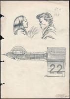 Kormos Balázs (1976-2014): Sci-fi rajzok. 2 db Ceruza, papír, jelzett, 29×21 cm