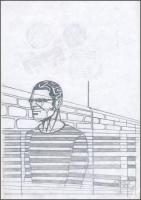 Kormos Balázs (1976-2014): Bezárva 2 db Ceruza, papír, jelzett, 29×21 cm