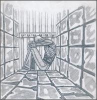 Kormos Balázs (1976-2014): Bezárva 2 db Ceruza, papír, jelzett, 29×21 cm